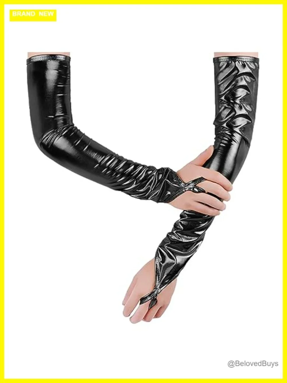 Faux Leather Fingerless Gloves Long Arm Sleeves Touch Screen Cosplay